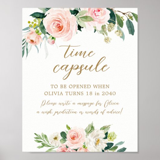 Floral nederful Birthday Time Capsule Sign Poster (Voorkant)
