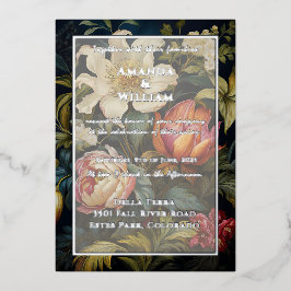 Floral Nederlands schilderij 17e 18e eeuw. Bruilof Folie Uitnodiging