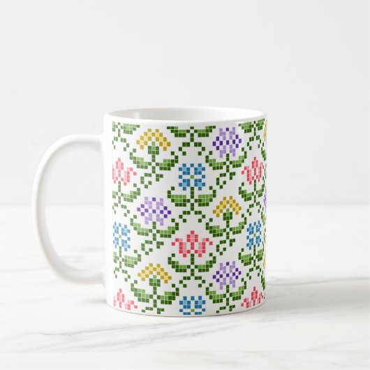 Floral "Needlepoint" koffie Mok (Links)