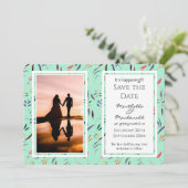 Floral NEO MINT Aangepaste foto's. Save The Date (Staand voorkant)