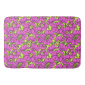 Floral Neon Pink and Yellow Daisies Pattern Badmat (Voorkant)