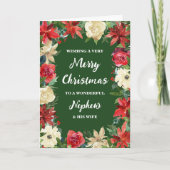 Floral Nephew en zijn vrouw Vrolijk Kerstfeest Kaart (Voorkant)