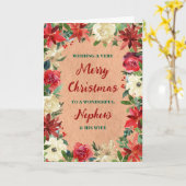 Floral Nephew en zijn vrouw Vrolijk Kerstfeest Kaart (Gele Bloem)