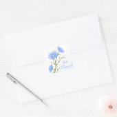 Floral net getrouwd madeliefje bloemen blauwe brui vierkante sticker (Envelop)