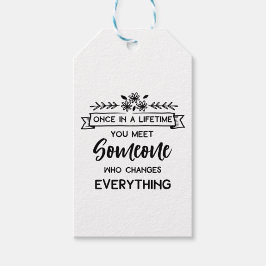 Floral net getrouwd marine bruiloft bloemen cadeaulabel (Voorkant)