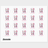 Floral net getrouwd roze liefde bloemen bruiloft ronde sticker (Vel)