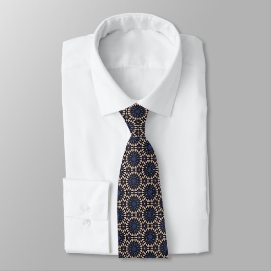 Floral Network Blue and tan Neck Tie Stropdas (Gebonden)