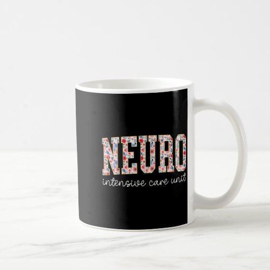 Floral Neuro Icu Nurse Brain Neuroscience Icu Nurs Koffiemok (Rechts)
