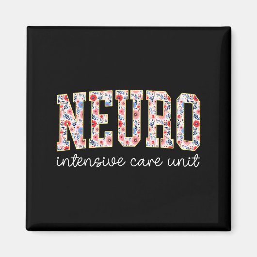 Floral Neuro Icu Nurse Brain Neuroscience Icu Nurs Magneet (Voorkant)