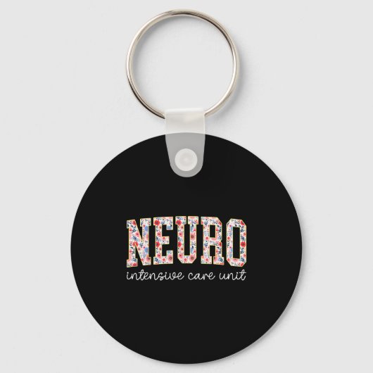 Floral Neuro Icu Nurse Brain Neuroscience Icu Nurs Sleutelhanger (Voorkant)