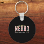 Floral Neuro Icu Nurse Brain Neuroscience Icu Nurs Sleutelhanger (Voorkant)