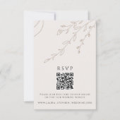 Floral neutraal RSVP Online QR Code Weddenschap We Kaart (Voorkant)