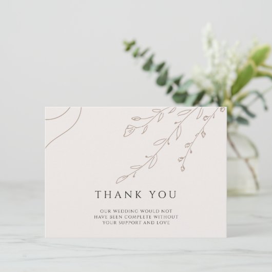 Floral Neutral Wedding Hartelijk dank Kaart (Staand voorkant)