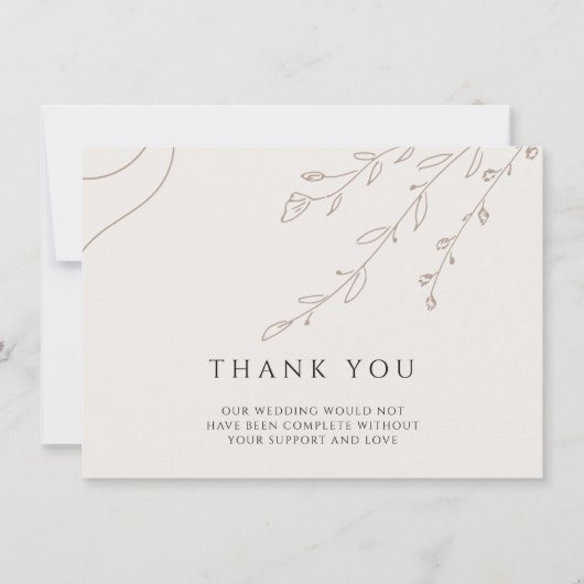Floral Neutral Wedding Hartelijk dank Kaart (Voorkant)