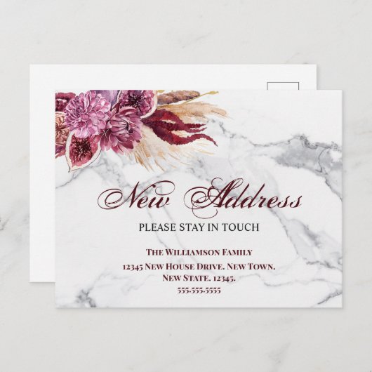 Floral New Address Moving Announge Briefkaart (Voorkant / Achterkant)