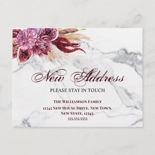 Floral New Address Moving Announge Briefkaart (Voorkant)