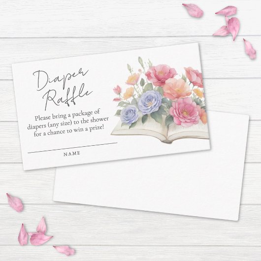 Floral New Chapter Book Baby Shower Diaper Raffle Informatiekaartje