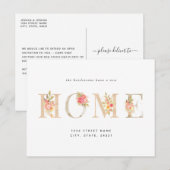Floral New Home Moving Announge Briefkaart (Voorkant / Achterkant)