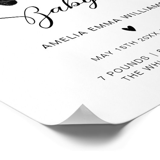 Floral Newborn Custom Baby Footprint Birth Stats Poster (Hoek)