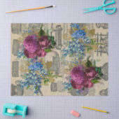  Floral Newspaper Print Decoupage Tissuepapier (Craft)