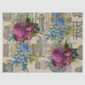  Floral Newspaper Print Decoupage Tissuepapier (Voorkant)