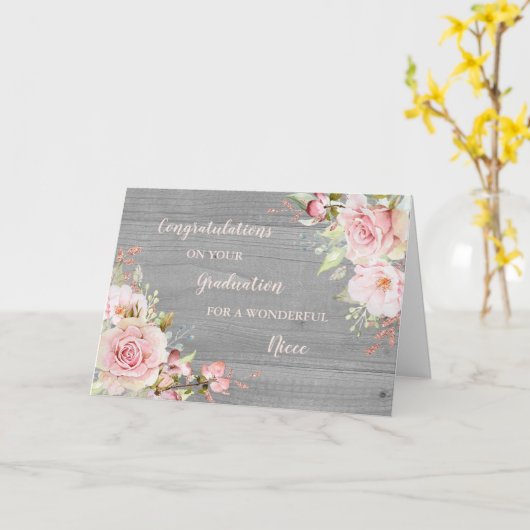 Floral Niece Gefeliciteerd Afstuderen Kaart (Gele Bloem)