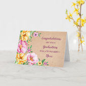 Floral Niece Gefeliciteerd Afstuderen Kaart (Gele Bloem)
