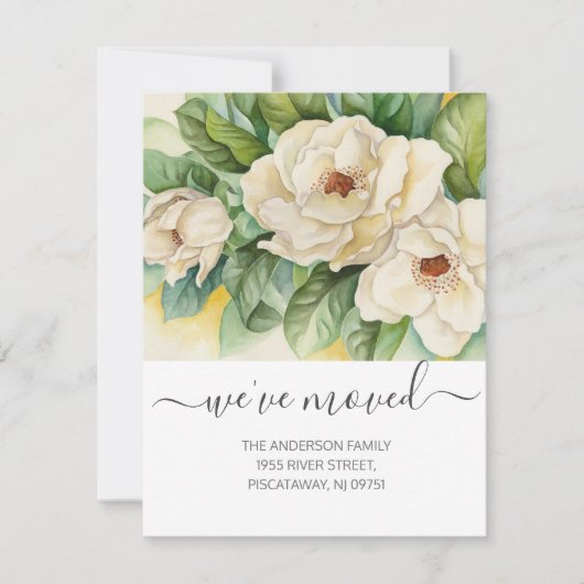 Floral Nieuw Adres Magnolia Bewegende aankondiging (Voorkant)