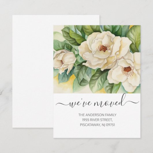 Floral Nieuw Adres Magnolia Bewegende aankondiging (Voorkant / Achterkant)