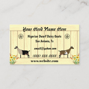 Floral Nigerian Dwarf Dairy Goat Barn Star Visitekaartje