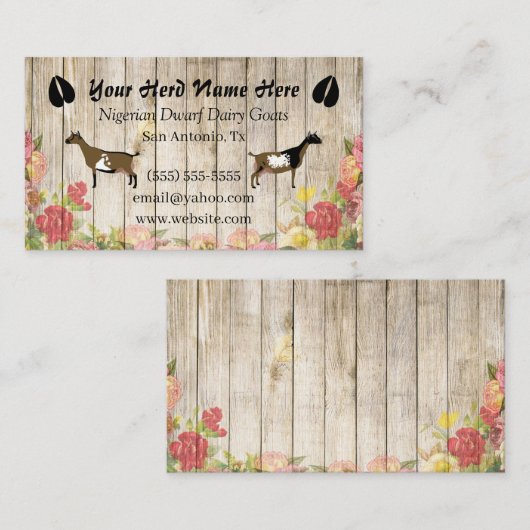 Floral Nigerian Dwarf Dairy Goat Visitekaartje (Voorkant / Achterkant)