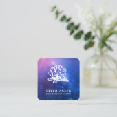 *~* Floral Night QR Celestial Galaxy Sky Lotus Vierkante Visitekaartje (Staand voorkant)
