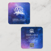 *~* Floral Night QR Celestial Galaxy Sky Lotus Vierkante Visitekaartje (Voorkant / Achterkant)