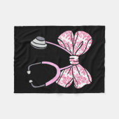 Floral Nk Coquette Bow Rn Nurse Stethoscope Nursin Fleece Deken (Voorkant (Horizontaal))