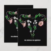 Floral No Uterus No Opinion Women's Rights Informatiekaartje (Voorkant / Achterkant)