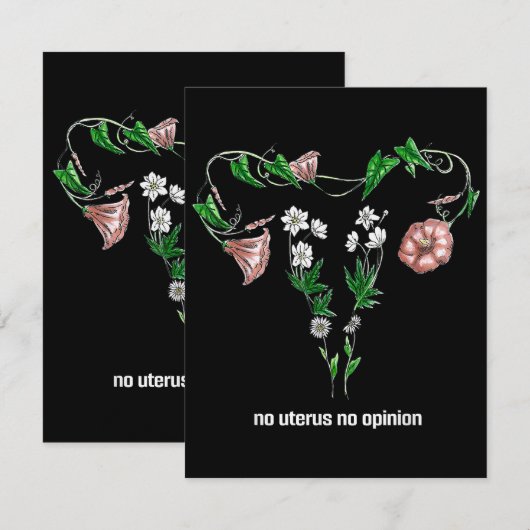 Floral No Uterus No Opinion Women's Rights Informatiekaartje (Voorkant / Achterkant)