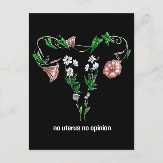 Floral No Uterus No Opinion Women's Rights Informatiekaartje (Achterkant)
