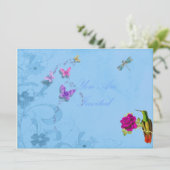 Floral nodigt uit tot Hummingbird en Butterflies Kaart (Staand voorkant)