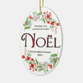 Floral Noël Foto met Kerstmis Keramisch Ornament (Links)