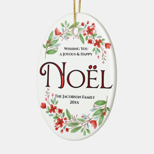 Floral Noël Foto met Kerstmis Keramisch Ornament (Links)