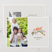 Floral Noel Holiday-fotokaarten Feestdagenkaart (Voorkant / Achterkant)