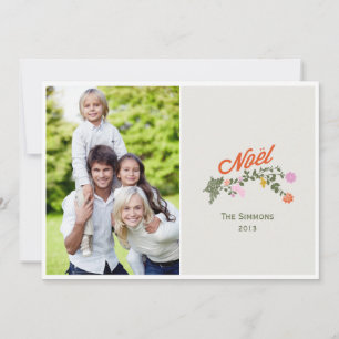 Floral Noel Holiday-fotokaarten Feestdagenkaart