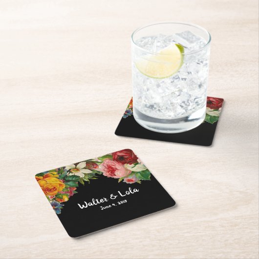 Floral Noir Kartonnen Onderzetters (Insitu)