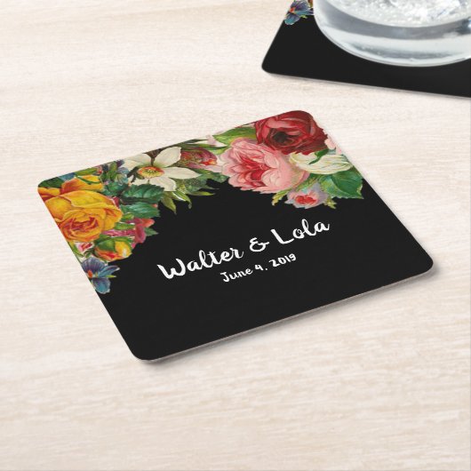 Floral Noir Kartonnen Onderzetters (Schuin)