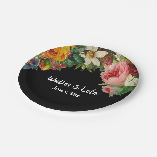 Floral Noir Papieren Bordje (Gekanteld)