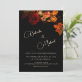 Floral Noir Wedding Kaart (Staand voorkant)