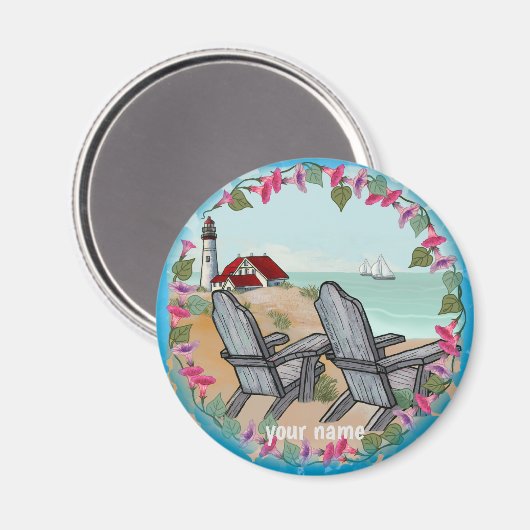 Floral Noon vuurtorenmagneet Magneet (Voorkant / Achterkant)