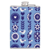 Floral Nordic Scandinavian Folk Art Pattern Heupfles (Achterkant)