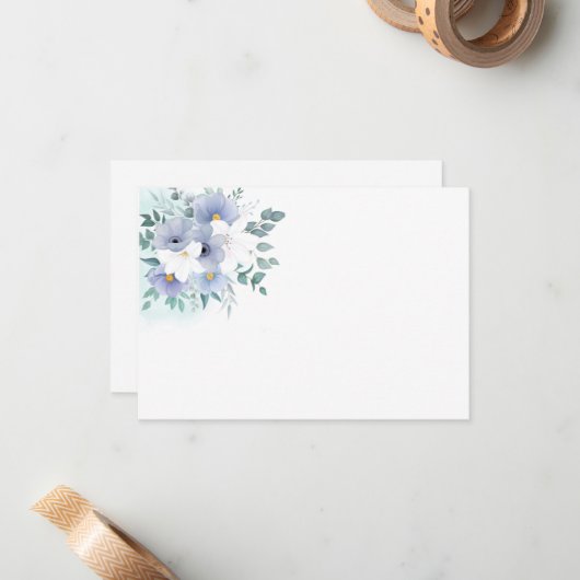 Floral Note Card Notitiekaartje (Voorkant / Achterkant in situ)