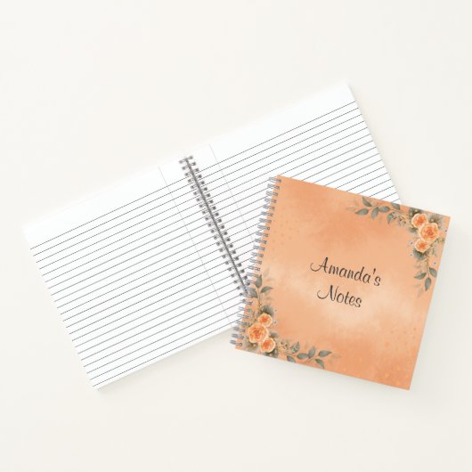 Floral Notebook in Shades of Peach and Sage Notitieboek (Binnen)